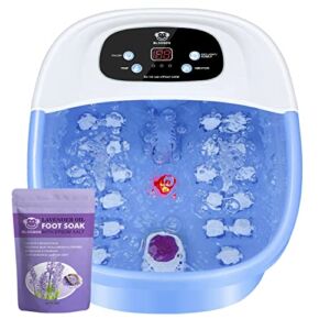 BLOOGOO Pedicure Foot Spa Bath with Heat and Massage and Jets, Foot Soak Tub in Lavender Oil Epsom Salts, Foot Soaker Massager Spa with Infrared Light and Vibration, Relieve Stress