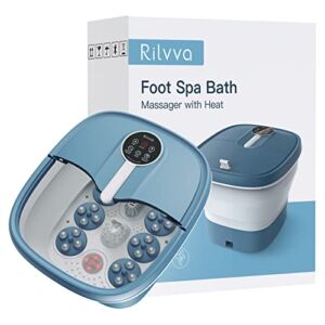 Rilvva Motorized Foot Spa with Heat, Bubbles and Massage, Collapsible Foot Bath Includes Remote Control for Christmas Gift, Pedicure Foot Soak Tub for Stress Relief…