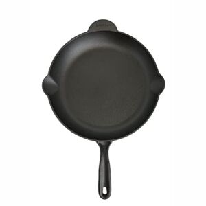 IMUSA USA 12″ Cast Iron Skillet with Helper Handle for Indoor & Outdoor