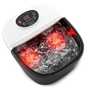 Foot Spa, Foot Bath Massager with Heat, Bubbles, Pumice Stone, Digital Temperature Control, Red Light, with Ergonomic Massage Rollers , Relax Tired Feet and Relieve Feet Muscle Pain Relax