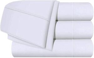 Giza Cotton Bed Sheet Set (4 PCs) 100% Certified Giza Egyptian Cotton Sheets King Size Giza-Sheets-Set Fits Mattress Upto 15-18” Deep Pocket Giza Dream Sheets (King, White)