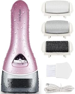 Electric Feet Callus Removers Rechargeable, Portable Electronic Foot File Pedicure Tools, Electric Callus Remover Kit, Professional Pedi Feet Care Perfect for Dead, Hard Cracked Dry Skin（Pink）