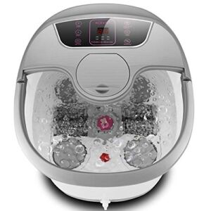 Foot Spa Bath Massager with Massage Rollers and Balls(Motorized) for Health and Cleaning, Feet Bath Tub with Heat and Bubbles, Temp+/-, Timer, and Modes Control, Rotating Pedicure Stone