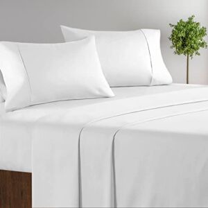 Glossio Homes Luxurious 1000 Thread Count Italian Finish 100% Egyptian Cotton 4-Piece Sheets Sets Cotton, Fits Mattress Up to 19 inches Deep Pocket Sheet Set – (White, Queen)