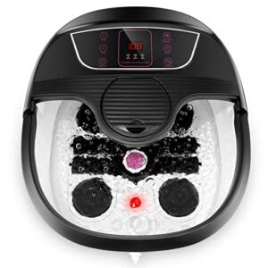 Foot Spa Bath Massager with Heat and Bubble Jets, Motorized Foot Spa with Multiple Massage Rollers, Temperature Control& Adjustable Time, Pumice Stones, Homedics Heated Foot Soaker Tub