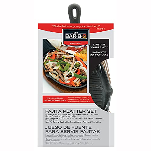 Cast Iron Fajita Skillet Set | Sizzling Plate with Wooden Base and Cloth Handles | Impress your Dinner Guests with an Authentic Fajita Meal | The Storepaperoomates Retail Market - Fast Affordable Shopping