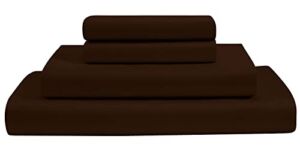 Sahil Bedding 100% Egyptian Cotton Sheets Twin XL Size Size 1000 Thread Count, 4 Piece Sheet Set, Solid Sateen Weave, 5″ Deep Pocket Long Staple Cotton Bedsheet Set Chocolate