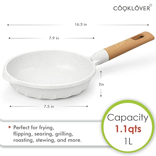 COOKLOVER Nonstick Frying Pan 100% PFOA Free Cookware Induction Skillet Stir Fry Pan 7.9 inch – White | The Storepaperoomates Retail Market - Fast Affordable Shopping