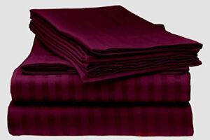 100% Egyptian Cotton Wine Stripe, Twin Extra Long Size Egyptian Cotton Sheet Set -(4 Pcs) Deep Pockets 18″-20″ Inches for Thick Mattress-850 TC Breathable-Super Soft- (Twin XL 39″ X 80″)