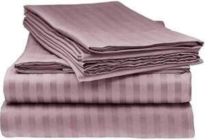 100% Egyptian Cotton Taupe Stripe, Twin Extra Long Size Egyptian Cotton Sheet Set -(4 Pcs) Deep Pockets 5-7 Inches for Thick Mattress-850 TC Breathable-Super Soft- (Twin XL 39″ X 80″)