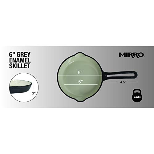 Mirro MIR-19056 6″ Mini Cast Iron White Enamel Coated Interior Skillet, Grey, Ready to Use | The Storepaperoomates Retail Market - Fast Affordable Shopping
