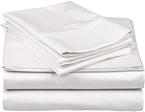 White/California King Size 4 Pcs Solidd Sheet Set 100% Egyptian Cotton 400 TC Super Soft 1 Fitted Sheet with 16″ Deep 1 Flat Sheet 2 Pillow Cases | The Storepaperoomates Retail Market - Fast Affordable Shopping