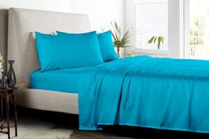100% Egyptian Alaskan King Cotton Bed Sheets Set 1000 Thread Count Turquoise Blue Solid Bed Sheet Set and Pillow Cases (4 Pc) – Egyptian Cotton Sheets Alaskan King Bed, – 15” Deep Pocket Sheets