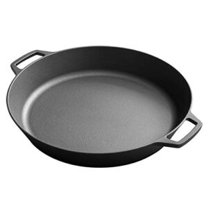 EDGING CASTING Large 17 Inch Cast Iron Skillet, Pre-seasoned Dual Handle Cast Iron Baking, Pizza Pan, Outdoor Camping Skillet Seasoned Frying Pan，Use for Grill, Stovetop, Induction, Oven Safe Cookware