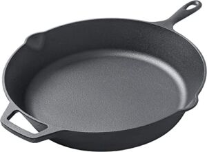 Cast iron pan 15 inch single handle frying pan black,Pre-Seasoned Cast iron Skillet,Indoor/Outdoor Cookware,Great Set for Grill, Camping, Kitchen Electric or Gas Stove Cooking, Fryer.