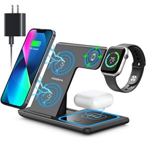 Wireless Charger, 3 in 1 Wireless Charging Station, Fast Wireless Charger Stand for iPhone 14/13/12/11/Pro/Max/XS/XR/X/8/Plus, for Apple Watch 7/6/5/4/3/2/SE, for AirPods 3/2/Pro(Black)