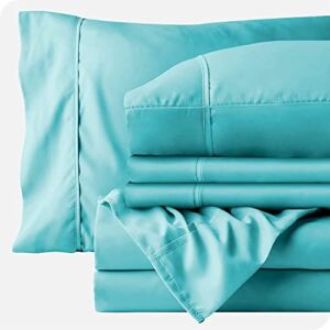 100% Egyptian Cotton 4 Piece Bed Sheets Set Cal- King Size Aqua Sheet Set 800 Thread Count 4 PC Lightweight Soft Warm & Cozy Breathable 24″ Elastic Deep Pocket Cooling and Comfortable Sheets