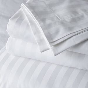 Luxury 100% Egyptian Cotton Sheets 1000 Thread Count 4 Piece Extra Deep Pocket Bed Sheet Set Sateen Stripe (White, King) by Merissa