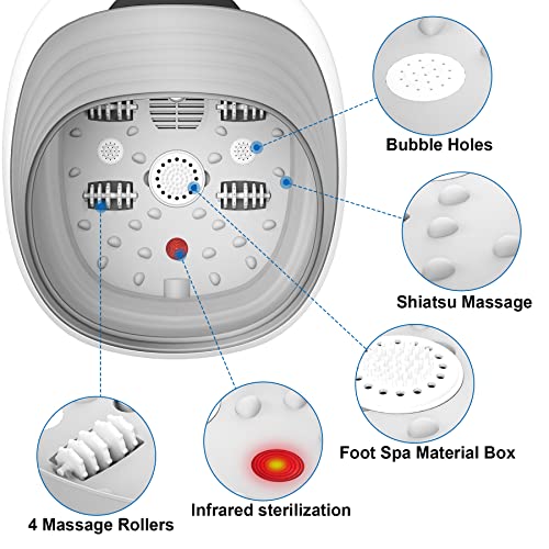 Foot Spa Bath Massager, Collapsible Foot Spa with Heat and Massage and Jets, 4 Massage Rollers, Pedicure Feet Soaking Tub Basin with Acupressure Massage Points & Temperature Control for Men Women Gift | The Storepaperoomates Retail Market - Fast Affordable Shopping