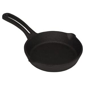 Mirro 4.5″ Cast Iron Mini Skillet for Frying Pan with Drip-Spouts, Pre-seasoned Oven Safe Cookware for Camping, Indoor and Outdoor use, Black