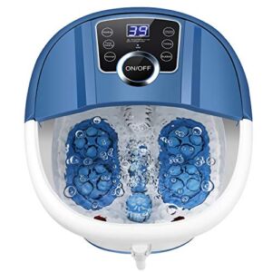 Foot Spa Bath with Heat and Massage and Bubbles, Foot Bath Massager w/16 Motorized Shiatsu Rollers,Digital Temperature Control,Red Light,Pedicure Foot Soaker w/Warm Water Soothe Tired Feet Home Use