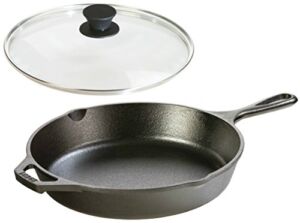 Lodge Seasoned Cast Iron Skillet with Tempered Glass Lid (10.25 Inch) – Cast Iron Frying Pan With Lid Set.