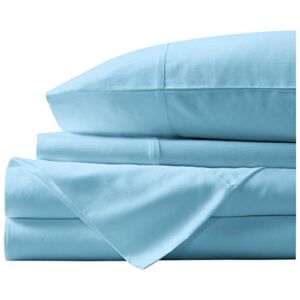 Paramount Dyeing Co. 100% Egyptian Cotton 4-Pc Sheet Set 1000 TC Premium Quality Luxurious Feel Italian Finish Bedding Set Fits Mattress Up to 18″ Deep Pocket Full Sky Blue