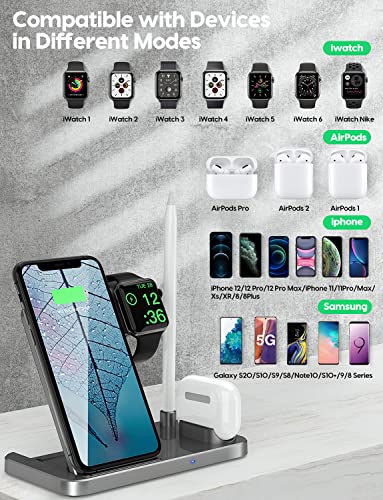 4 in 1 Wireless Charging Station,2021 Upgraded Fast Charging Dock Stand for iWatch Series 7/6/SE/5/4/3/2, AirPods & Pencil, Compatible with iPhone13/12Pro/11/XS/XR/8/Samsung | The Storepaperoomates Retail Market - Fast Affordable Shopping