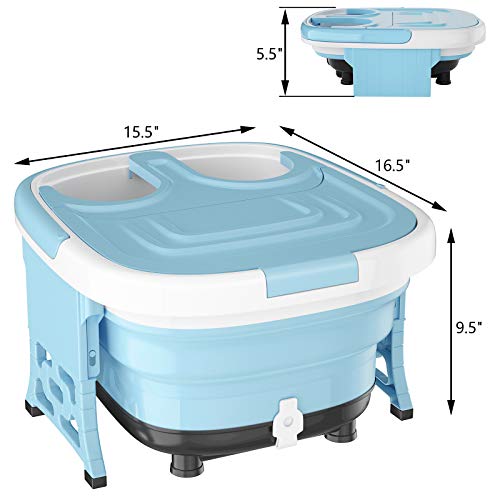 Giantex Foot Spa/Bath Massager Collapsible 6 in 1, Heat, Bubbles, 6 Motorized Shiatsu Rollers, Time & Temperature Settings, Pedicure Tub Bath w/Folding Cover, Feet Salon Tub (Blue) | The Storepaperoomates Retail Market - Fast Affordable Shopping