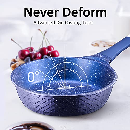 8″ Nonstick Small Frying Pan with Lid – 8 Inch Nonstick Skillets with USA Blue Gradient Granite Derived Coating, Heat-resisted Silicon Handle, PFOA &PFOS Free, Induction Compatible | The Storepaperoomates Retail Market - Fast Affordable Shopping