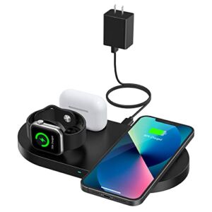 Wireless Charger, 3 in 1 Wireless Charging Station Compatible with iPhone 14/13/12/11 Pro Max/XS MAX/XR/XS/X/8, 18W Fast Wireless Charging Pad for Apple Watch Series & AirPods 1/2 /Pro (with Adapter)