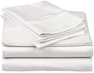 Brentfords 1000-TC Natural Soft Egyptian Cotton Bedding 4-PCs Sheet Set King Size Fits 14-17” Deep Pocket, Easy Care Machine Washable Bed Sheets (Solid, White)