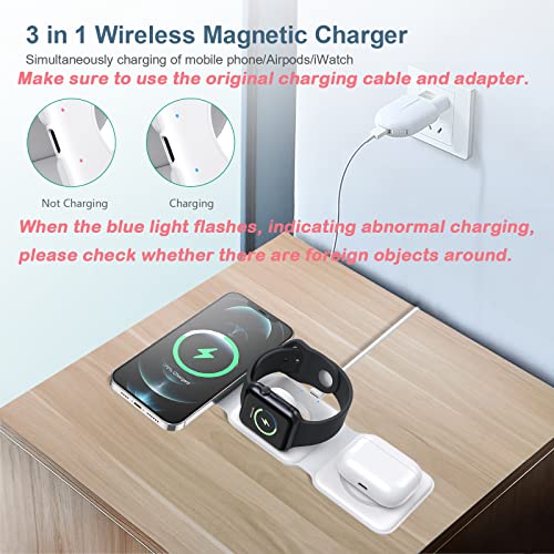 3 in 1 Foldable Wireless Charger, Ankilo Magnetic Fast Wireless Charging Pad, Compatible with iPhone 14/13/12/SE/11, Samsung Galaxy, Apple Watch, AirPods Pro(Adapter not Included) | The Storepaperoomates Retail Market - Fast Affordable Shopping