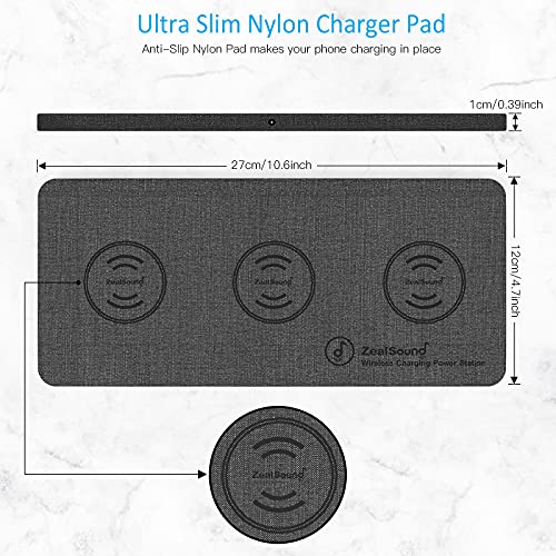 ZealSound Triple Wireless Charger,Qi-Certified Wireless Charging Pad,Ultra Slim Fast 3x10W Charger Station for Multiple 3 Devices & New Airpods Mat Dock W/AC Adapter for All Qi Enabled Phones | The Storepaperoomates Retail Market - Fast Affordable Shopping