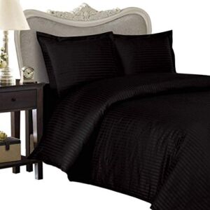 1200 Thread Count 4pc King Size Bed Sheet Set 100% Egyptian Cotton, Sateen Stripe, Deep Pocket, 1200 TC, Stripe Black