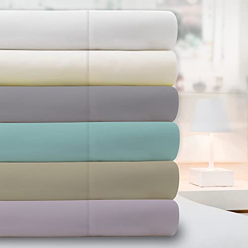 Luxury Cotton Rich 1200 Thread Count Moisture-Wicking Sateen Sheets – 4-Piece Wrinkle-Resistant Sheets for Full Size Bed (1 Flat Sheet, 1 Fitted Sheet, 2 Pillowcases) (Full, White) by Color Sense | The Storepaperoomates Retail Market - Fast Affordable Shopping