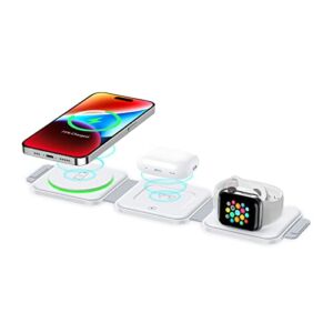 Wireless Charger 3 in 1,Magnetic Wireless Charging Station,Fast Mag-Safe Wireless Charging Pad for iPhone 14/13/12/Pro/Max/Min/Plus,AirPods 2/3/Pro, for Apple Watch(with Adapter)