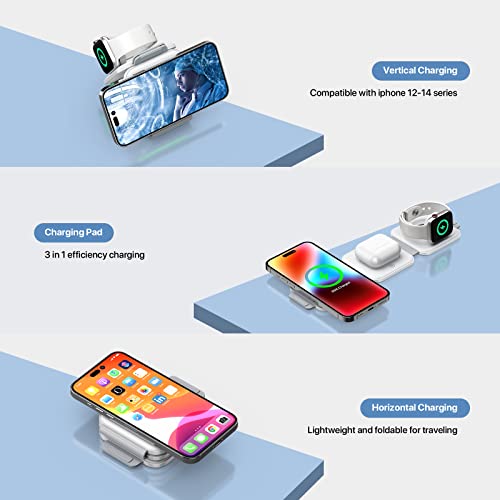 Wireless Charger 3 in 1,Magnetic Wireless Charging Station,Fast Mag-Safe Wireless Charging Pad for iPhone 14/13/12/Pro/Max/Min/Plus,AirPods 2/3/Pro, for Apple Watch(with Adapter) | The Storepaperoomates Retail Market - Fast Affordable Shopping