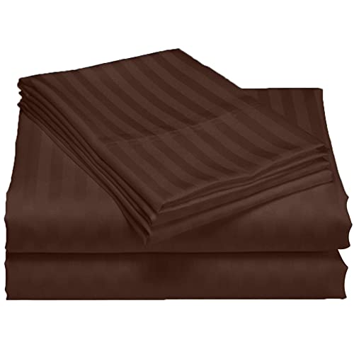 comfo 4pc Stripe Sheet Set Bed Sheet 100% Egyptian Cotton, 800 Thread Count -up to 12 Inch Deep Pocket Striped Sheets with 2 Pillowcases Luxury Bedding ( Queen Size,Chocolate ) | The Storepaperoomates Retail Market - Fast Affordable Shopping