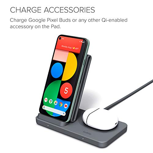 iOttie iON Wireless Duo CERTIFIED BY GOOGLE 10W Stand + 5W Pad Qi-Certified Charger | MADE FOR GOOGLE | Compatible with Google, Google Pixel, Pixel Buds | Includes Power Cable & Adapter | Dark Grey | The Storepaperoomates Retail Market - Fast Affordable Shopping