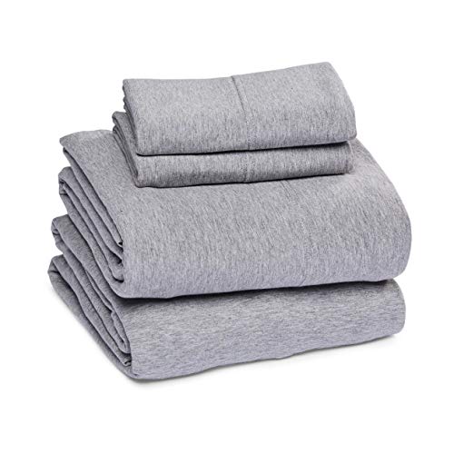 Amazon Basics Cotton Jersey Bed Sheet Set – Queen, Light Gray | The Storepaperoomates Retail Market - Fast Affordable Shopping