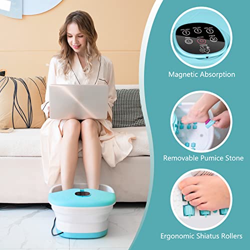 Foot Spa Massager with Heat Bubbles Remote Control, Foot Bath Spa with Temperature Control, Pedicure Foot Tube with Heat, Homestime Collapsible Foot Bath Bucket with Shiatsu Rollers Pumice Stone | The Storepaperoomates Retail Market - Fast Affordable Shopping