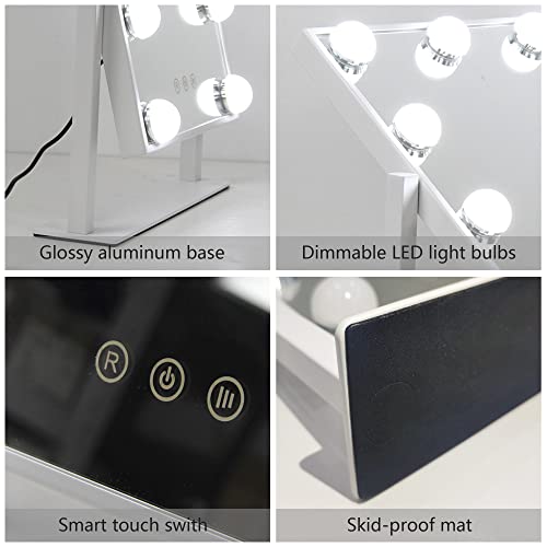 Hollywood Vanity Mirror with Light,Tabletop Makeup Mirror with 9 LED Lights Smart Touch Control 3 Colors Light 360°Rotation | The Storepaperoomates Retail Market - Fast Affordable Shopping