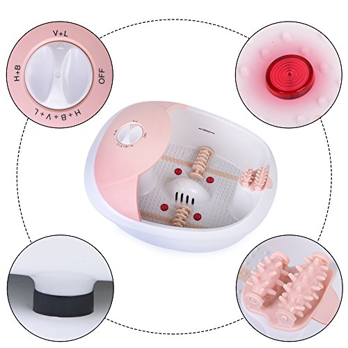 All in one foot spa bath massager w/heat, HF vibration, O2 bubbles red light (Pink) | The Storepaperoomates Retail Market - Fast Affordable Shopping