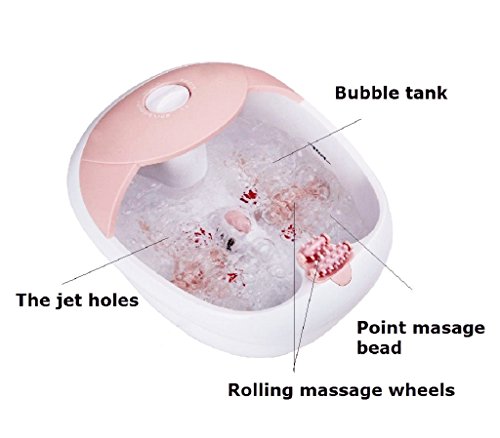 All in one foot spa bath massager w/heat, HF vibration, O2 bubbles red light (Pink) | The Storepaperoomates Retail Market - Fast Affordable Shopping