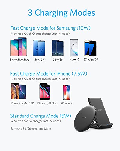 Anker Wireless Chargers Bundle, PowerWave Pad & Stand Upgraded, Qi-Certified, Fast Charging iPhone 12, 12 Mini, 12 Pro, Max, SE, 11, 11 Pro, 11 Pro Max, Xs Max, Galaxy S20, Note 10 (No AC Adapter) | The Storepaperoomates Retail Market - Fast Affordable Shopping