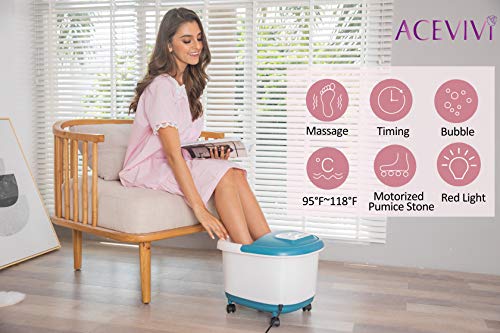 ACEVIVI Foot Bath Spa with Heat and Massage, 16 Motorized Shiatsu Massage Rollers, 2 Maize Massage Rollers, Pedicure Foot Soak with Automatic Pumice Stone, Adjustable Time & Temp | The Storepaperoomates Retail Market - Fast Affordable Shopping
