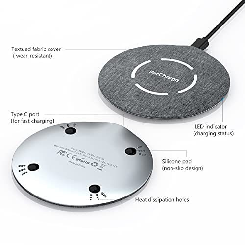 Flat Fabric Wireless Charger, 15W Super Slim Universal Wireless Charging Pad for iPhone 14/13/12/11/XR/X/8, Android Wireless Charger for Galaxy S21/S20 Ultra/S10/Note 10, Pixel 5/4 XL (No AC Adapter) | The Storepaperoomates Retail Market - Fast Affordable Shopping