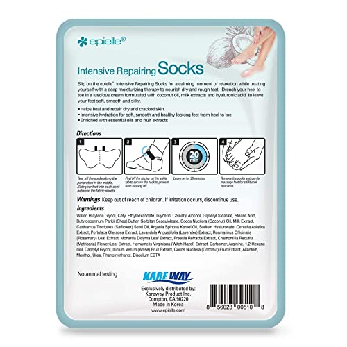 Epielle Intensive Repairing Foot Mask for Dry foot and Cracked heel and callus (Socks-6pk) Foot Spa masks | Coconut Oil + Milk Extract + Hyaluronic Acid. STOCKING STUFFERS!! | The Storepaperoomates Retail Market - Fast Affordable Shopping
