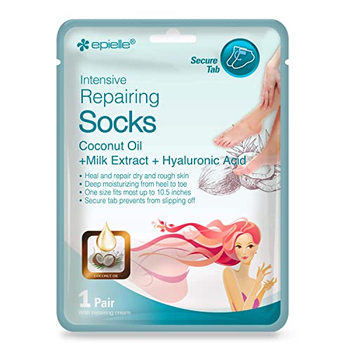 Epielle Intensive Repairing Foot Mask for Dry foot and Cracked heel and callus (Socks-6pk) Foot Spa masks | Coconut Oil + Milk Extract + Hyaluronic Acid. STOCKING STUFFERS!! | The Storepaperoomates Retail Market - Fast Affordable Shopping